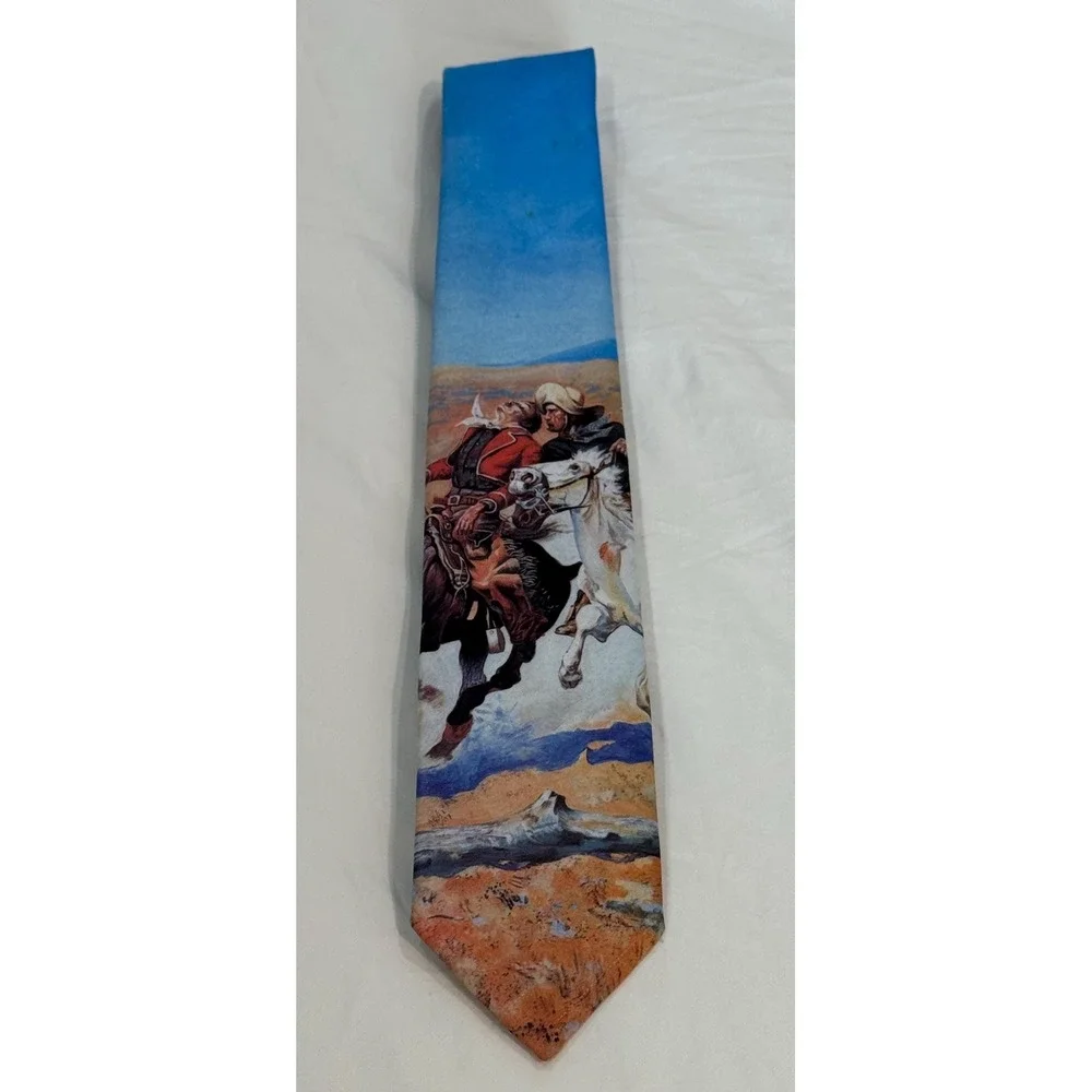 Vintage Tru-West Frederic Remington Dash for Timber Cowboy Horse Necktie